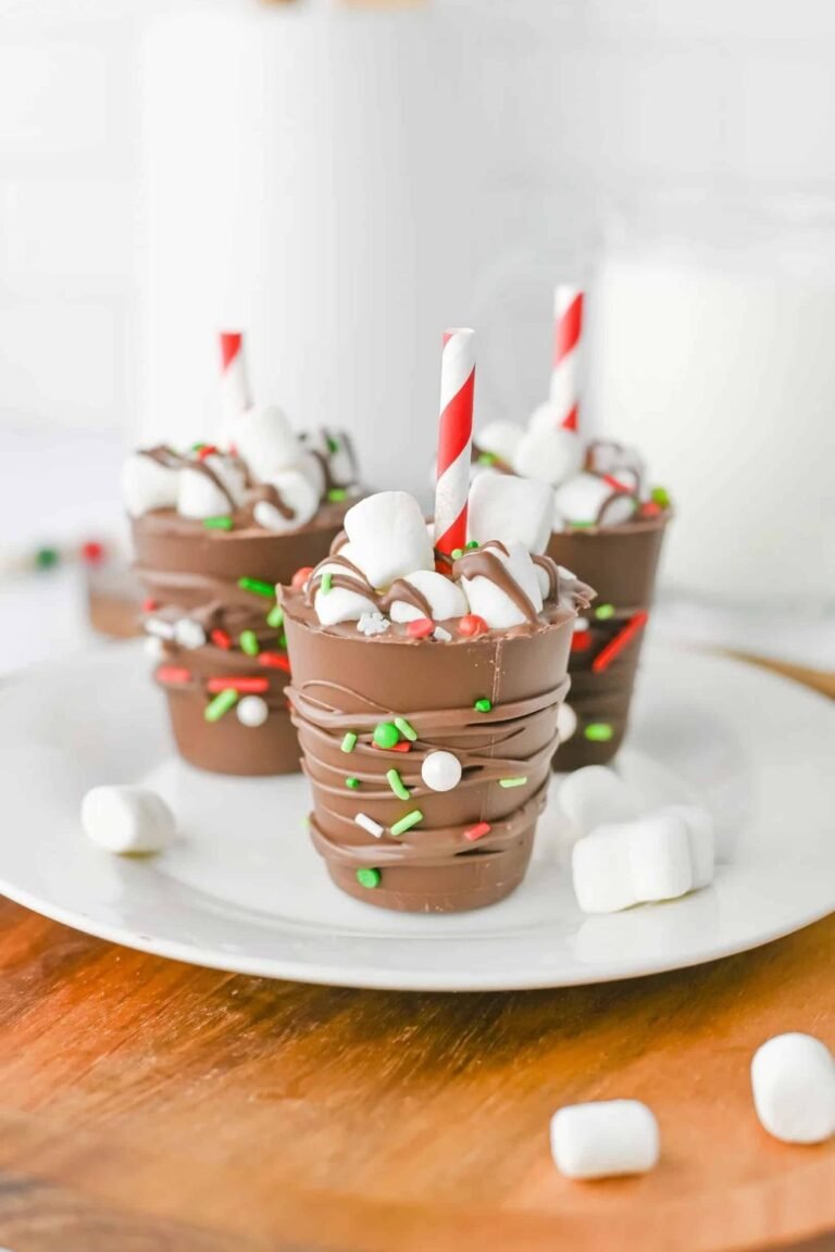 Featured image of homemade hot chocolate sticks decorated with marshmallows and Christmas sprinkles, ready to stir into warm milk.